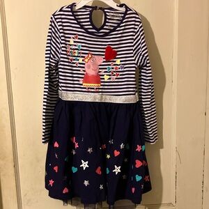Peppa Pig Blue and White Long Sleeve Sundress girl’s size 6